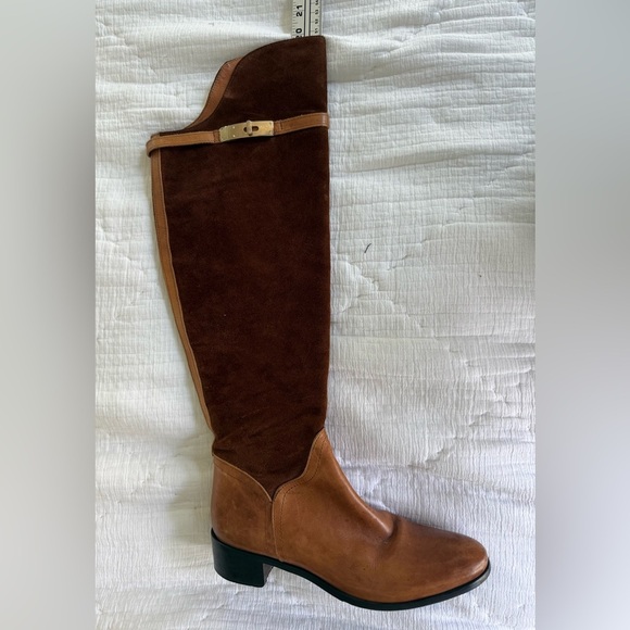 Vintage Italian Leather & Suede Riding Boots Women’s 39 Brown Equestrian Tall - Picture 5 of 14